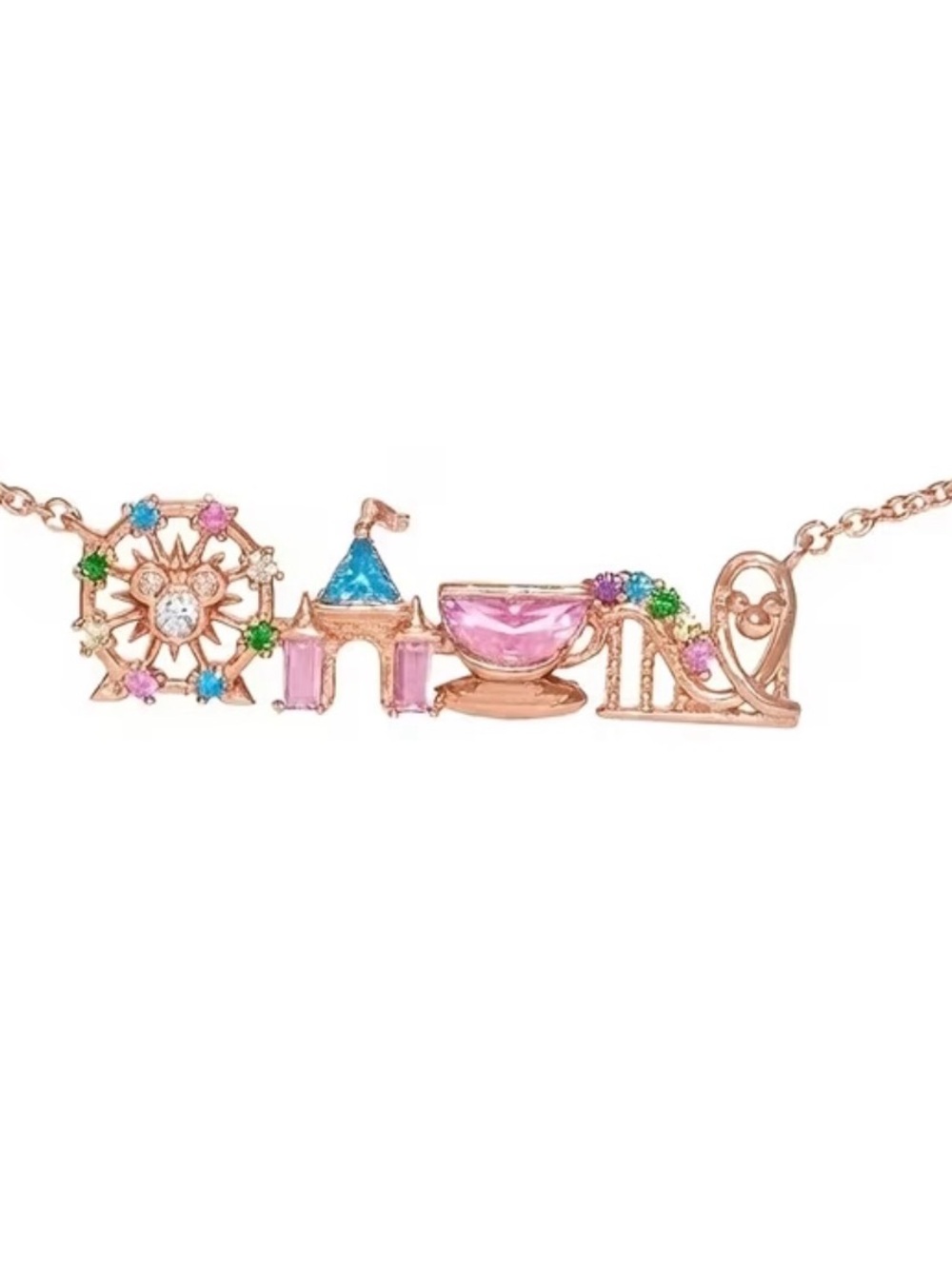 Rose Gold Multicolor Disneyland Park Pendant Necklace